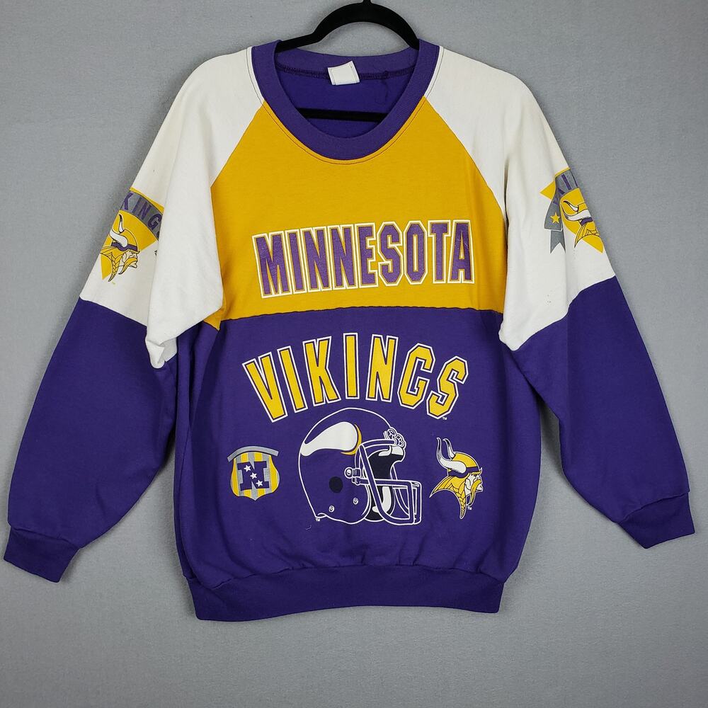 Vintage Size XL Minnesota Vikings Crewneck Sweatshirt Retro Football Helmet Logo